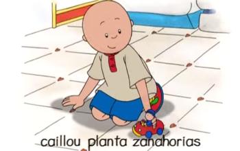 Caillou planta zanahorias