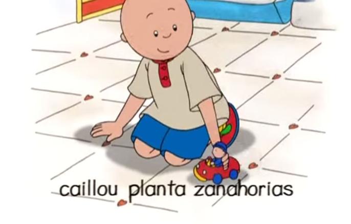 Caillou planta zanahorias