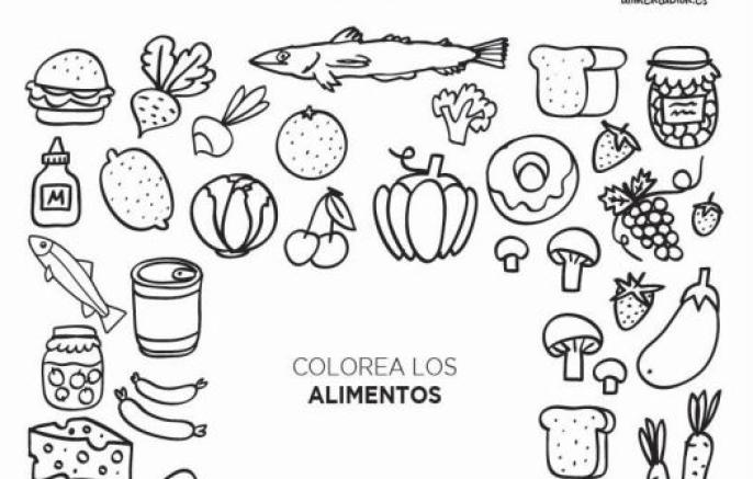 Colorea alimentos juego